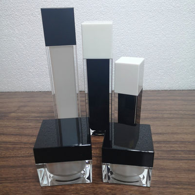 Популярный 20г 30г 50г белый пластик акриловый черный колпачок квадратный двойной стенки косметического производителя крема для ухода за кожей банка